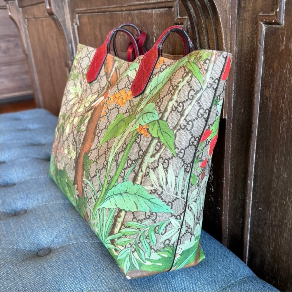 Gucci Multicolor Bird Print Tote - Picture 4 of 16